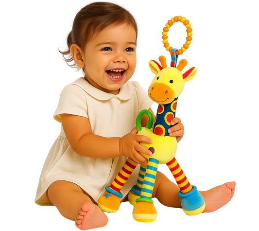 Sensorisch Giraf Knuffel met Bijtring – Stimulerend Speelgoed voor Baby’s (0+ maanden)