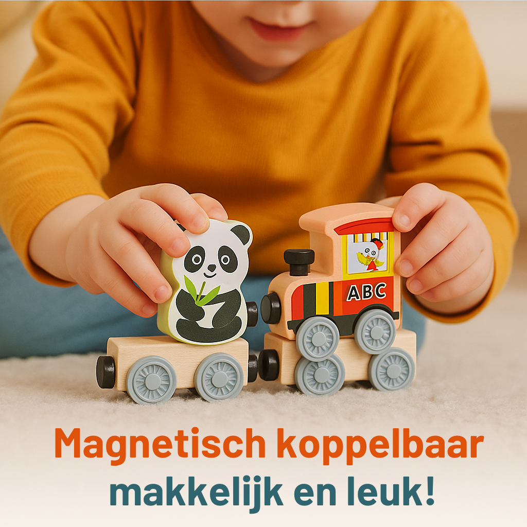 Houten Magneet Dierentrein – 11-delig Speelplezier met Dierenfiguren- 2 jaar