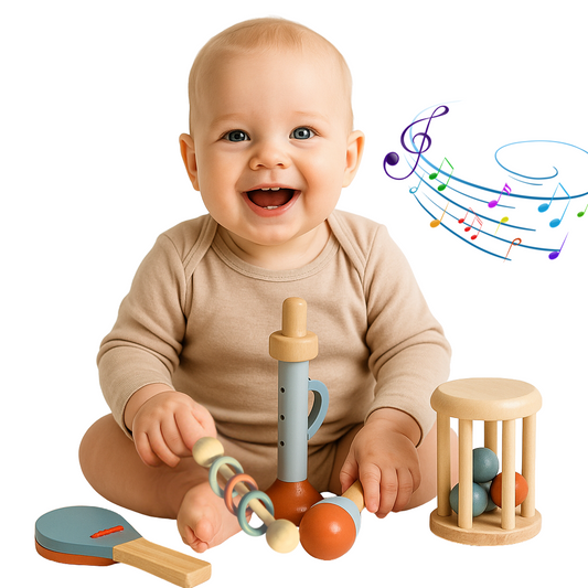 Houten Muziekinstrumenten Set voor Baby’s- Montessori Speelgoed vanaf 6 Maanden