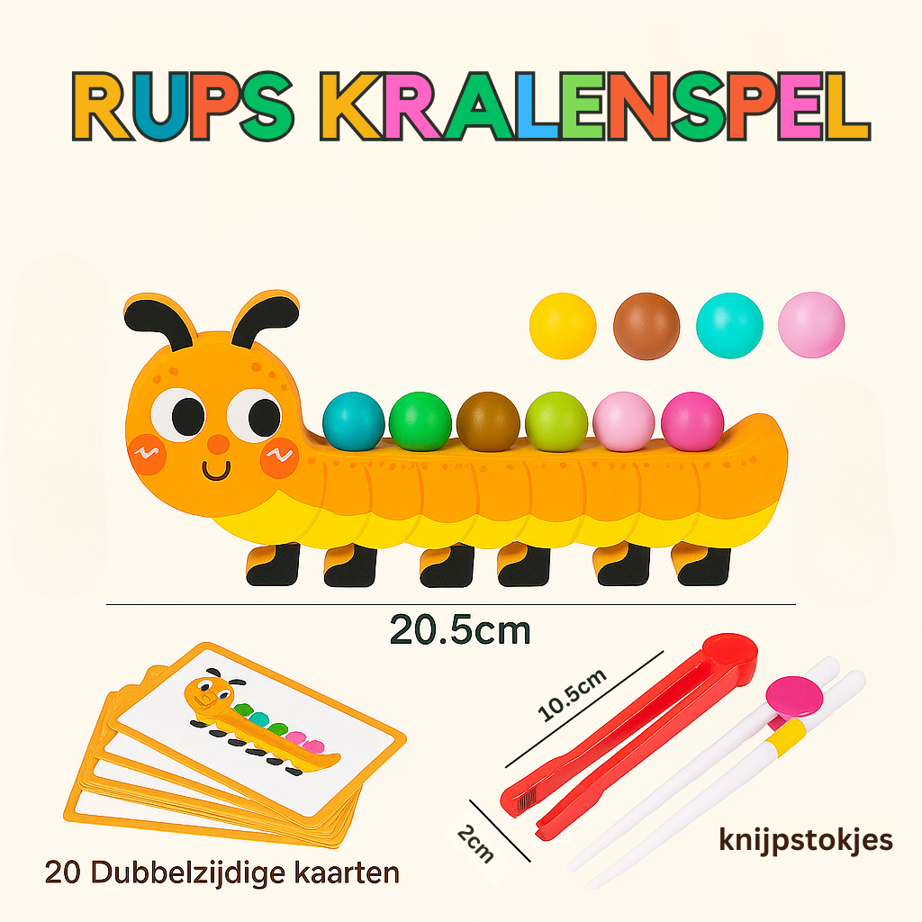 Houten Rups Kralenspel – Motoriek & Kleurenherkenning – Vanaf 3 Jaar