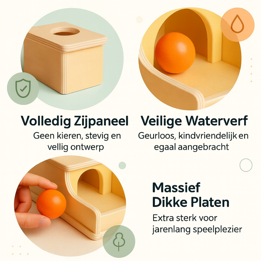 Montessori Houten Balbox – Educatief Speelgoed vanaf 12 Maanden