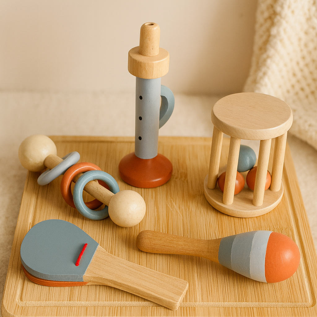 Houten Muziekinstrumenten Set voor Baby’s- Montessori Speelgoed vanaf 6 Maanden