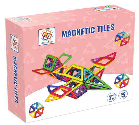 MaxxyTiles® 60 stuks – Magnetische Speelgoed- Educatief Speelgoed- 3 jaar
