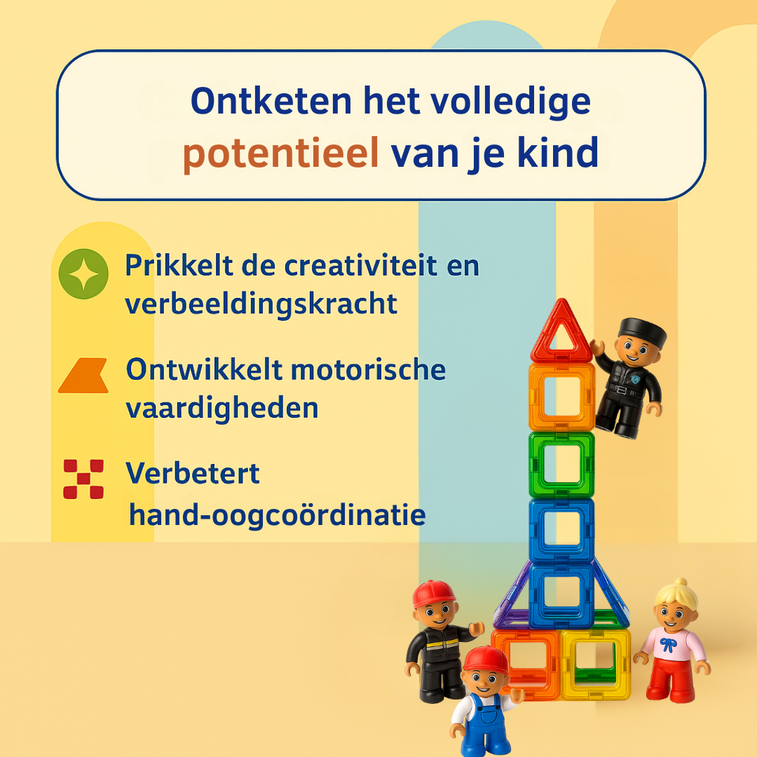 MaxxyTiles® 60 stuks – Magnetische Speelgoed- Educatief Speelgoed- 3 jaar