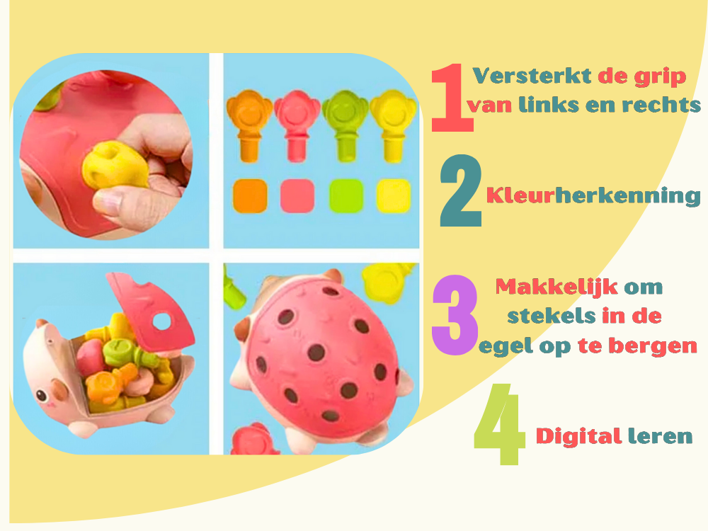 Egel Montessori Roze- Speelgoed 1 jaar- Educatief Speelgoed- Baby Speelgoed