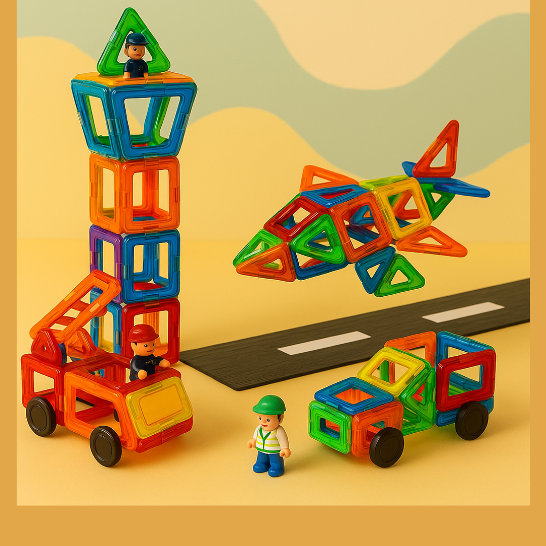 MaxxyTiles® 60 stuks – Magnetische Speelgoed- Educatief Speelgoed- 3 jaar